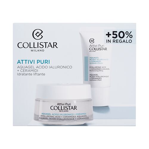 Pleťový gel Collistar Pure Actives (Attivi Puri) Hyaluronic Acid + Ceramides Aquagel 50 ml Kazeta
