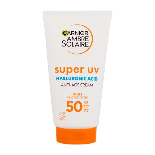 Opalovací přípravek na obličej Garnier Ambre Solaire Super UV Hyaluronic Acid Anti-Age Cream SPF50 50 ml poškozená krabička