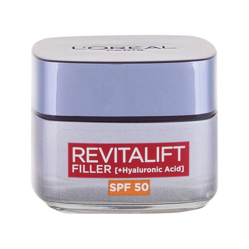 Denní pleťový krém L'Oréal Paris Revitalift Filler HA SPF50 50 ml poškozený flakon
