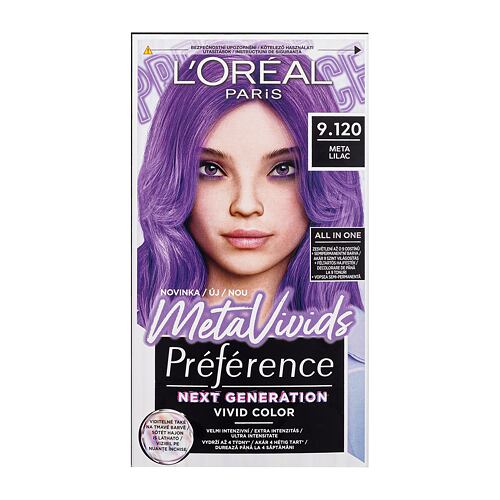 Barva na vlasy L'Oréal Paris Préférence Meta Vivids 75 ml 9.120 Meta Lilac poškozená krabička