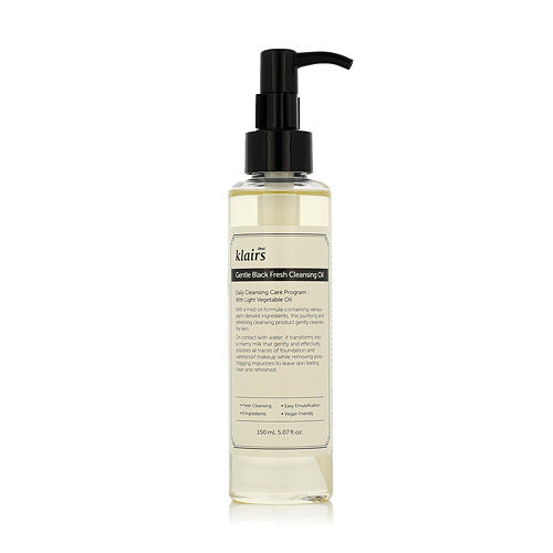 Odličovač tváře Dear, Klairs Gentle Black Fresh Cleansing Oil 150 ml