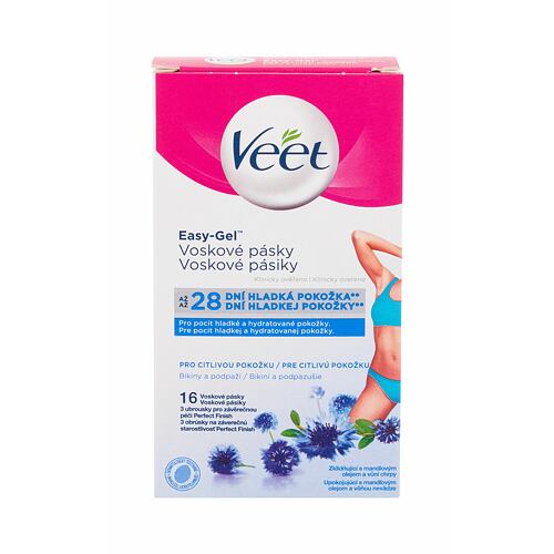 Depilační přípravek Veet Easy-Gel Wax Strips Bikini and Armpit Sensitive Skin 16 ks