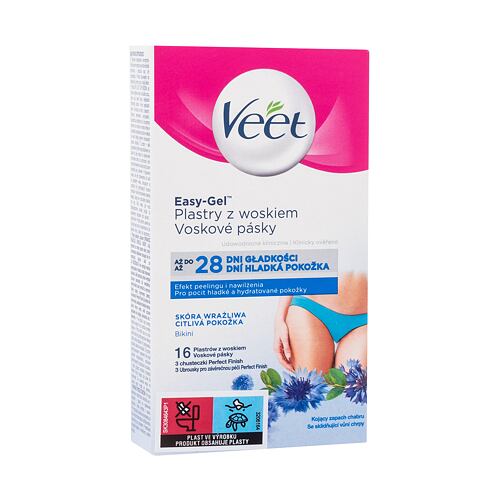 Depilační přípravek Veet Easy-Gel Wax Strips Bikini Sensitive Skin 16 ks poškozená krabička