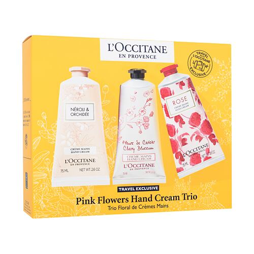 Krém na ruce L'Occitane Pink Flowers Hand Cream Trio 75 ml Kazeta