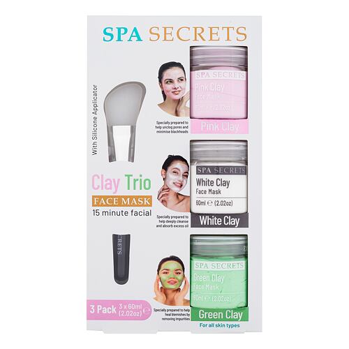 Pleťová maska Xpel Spa Secrets Clay Trio Face Mask 60 ml poškozená krabička Kazeta