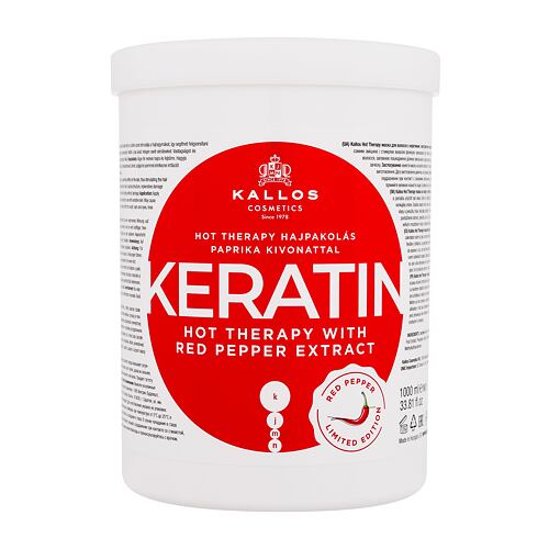 Maska na vlasy Kallos Cosmetics Keratin Hot Therapy With Red Pepper Extract 1000 ml