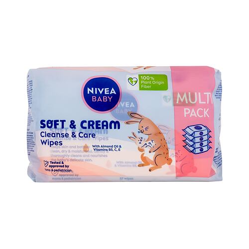 Čisticí ubrousky Nivea Baby Soft & Cream Cleanse & Care Wipes 4x57 ks