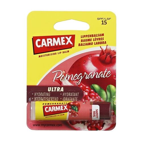 Balzám na rty Carmex Ultra Moisturising Lip Balm Pomegranate SPF15 4,25 g poškozený obal