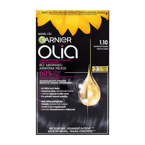 Barva na vlasy Garnier Olia 60 g 1,10 Sapphire Black poškozená krabička