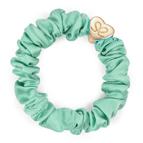 Gumička na vlasy By Eloise London Silk Scrunchie Gold Heart Mint 1 ks Mint