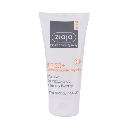 Opalovací přípravek na obličej Ziaja Med Protective Anti-Wrinkle SPF50+ 50 ml poškozená krabička