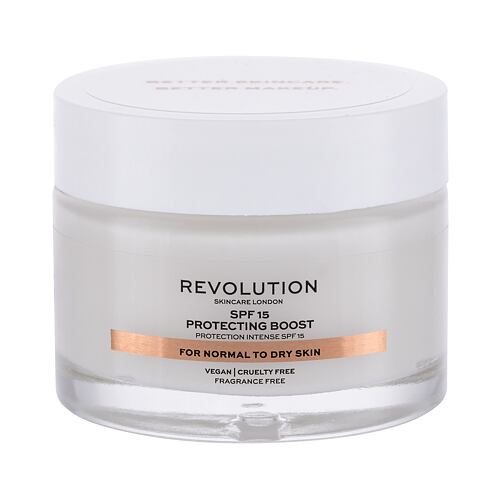 Denní pleťový krém Revolution Skincare Moisture Cream Normal to Dry Skin SPF15 50 ml poškozená krabička