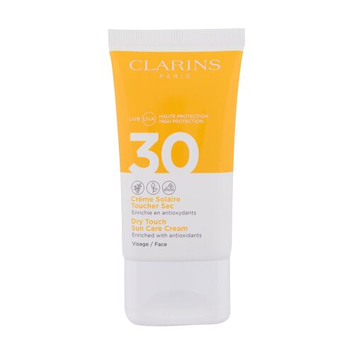 Opalovací přípravek na obličej Clarins Sun Care Dry Touch SPF30 50 ml poškozená krabička