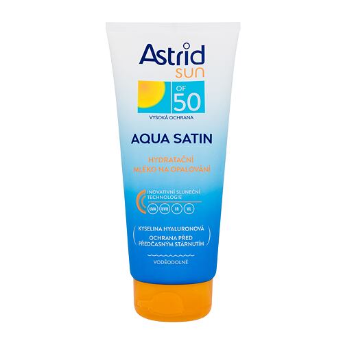Opalovací přípravek na tělo Astrid Sun Aqua Satin Moisturizing Milk SPF50 200 ml poškozený flakon