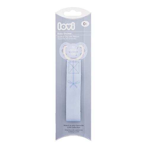 Klip na dudlík LOVI Baby Shower Soother Clip With Ribbon Boy 1 ks