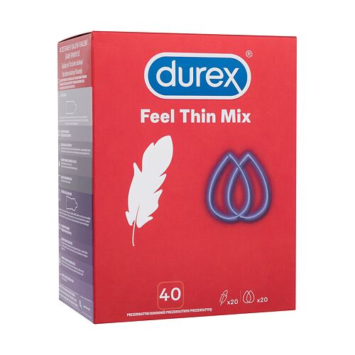 Kondomy Durex Feel Thin Mix 40 ks poškozená krabička