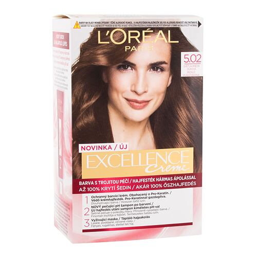 Barva na vlasy L'Oréal Paris Excellence Creme Triple Protection 48 ml 5,02 Light Brown poškozená krabička