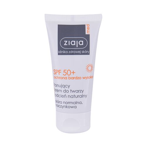 Opalovací přípravek na obličej Ziaja Med Protective Tinted SPF50+ 50 ml Natural poškozená krabička