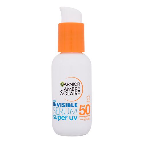 Opalovací přípravek na obličej Garnier Ambre Solaire Super UV Invisible Serum SPF50+ 30 ml poškozená krabička
