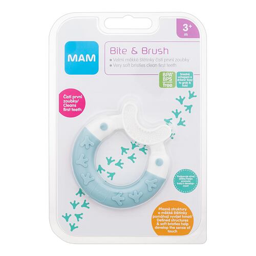 Klasický zubní kartáček MAM Bite & Brush Teether 3m+ Turquoise 1 ks