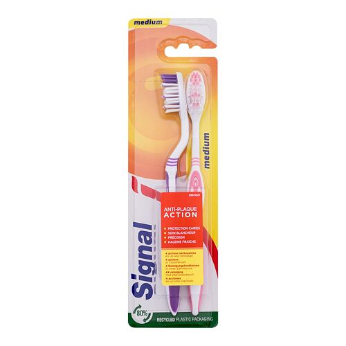 Klasický zubní kartáček Signal Antiplaque Toothbrush Medium 2 ks poškozený obal