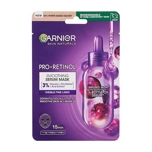 Pleťová maska Garnier Skin Naturals Pro-Retinol Smoothing Serum Mask 22 g