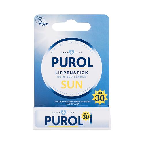 Balzám na rty Purol Lipstick Sun SPF30 4,8 g poškozená krabička