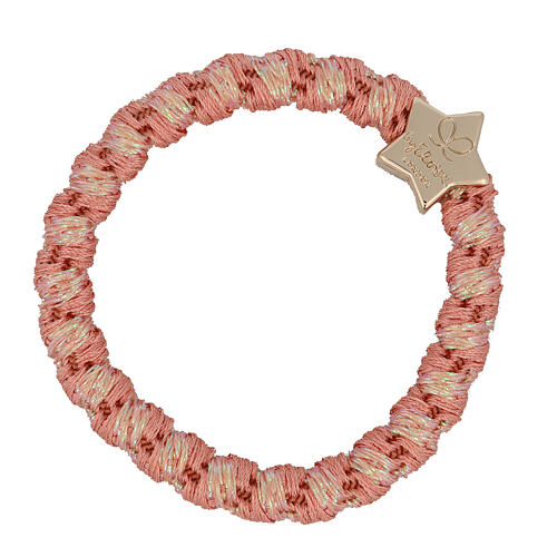 Gumička na vlasy By Eloise London Woven Gold Star Coral Pink 1 ks