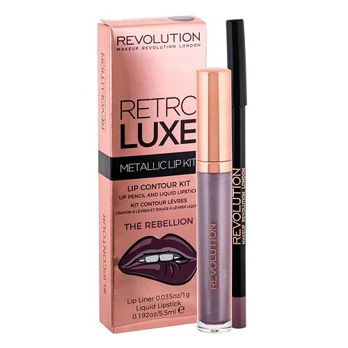 Rtěnka Makeup Revolution London Retro Luxe Metallic Lip Kit 5,5 ml The Rebellion poškozená krabička Kazeta