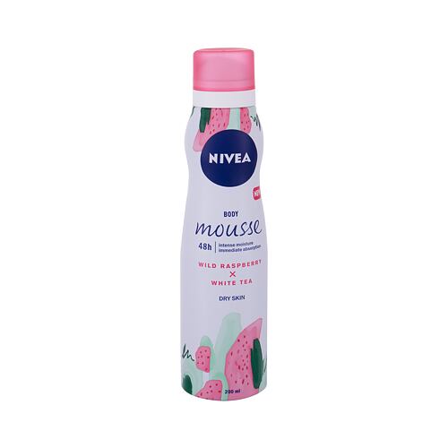 Tělové mléko Nivea Body Mousse Wild Raspberry x White Tea 48h 200 ml