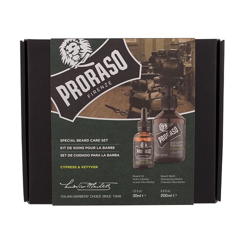 Šampon PRORASO Cypress & Vetyver Special Beard Care Set 200 ml Kazeta