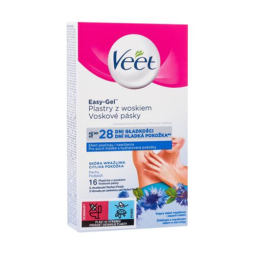 Depilační přípravek Veet Easy-Gel Wax Strips Armpit Sensitive Skin 16 ks poškozená krabička