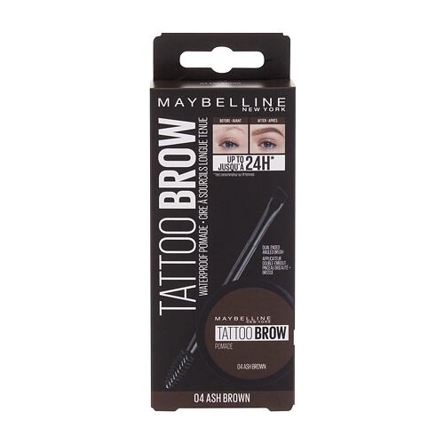 Gel a pomáda na obočí Maybelline Tattoo Brow Lasting Color Pomade 4 g 04 Ash Brown poškozená krabička