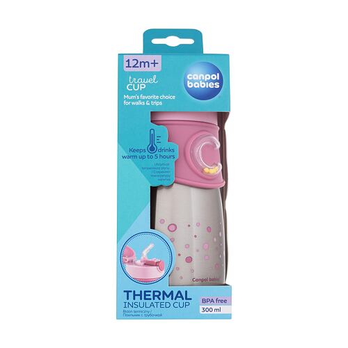 Hrneček Canpol babies Travel Cup Thermal Insulated Sport Cup Pink 300 ml