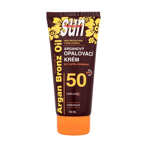 Opalovací přípravek na tělo Vivaco Sun Argan Bronz Oil Tanning Cream SPF50 100 ml