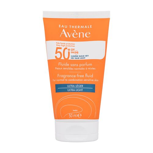 Opalovací přípravek na obličej Avene Sun Fragrance-Free Fluid Ultra-Light SPF50+ 50 ml poškozená krabička