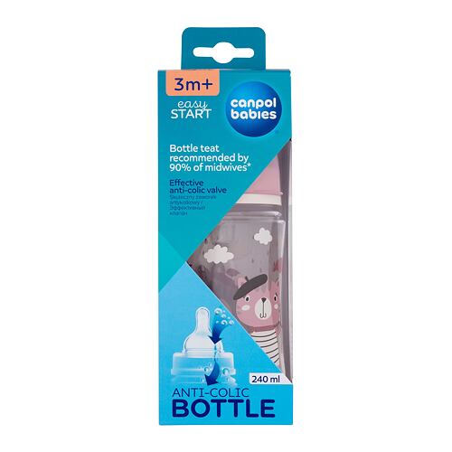 Kojenecká lahev Canpol babies Bonjour Paris Easy Start Anti-Colic Bottle Pink 3m+ 240 ml