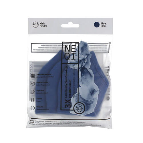 Rouška a respirátor NEQI Kids Community Face Coverings 6-10 Years Blue 3 ks