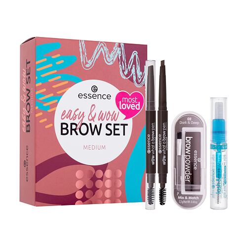 Tužka na obočí Essence Easy & Wow Brow Set 0,2 g Medium poškozená krabička Kazeta