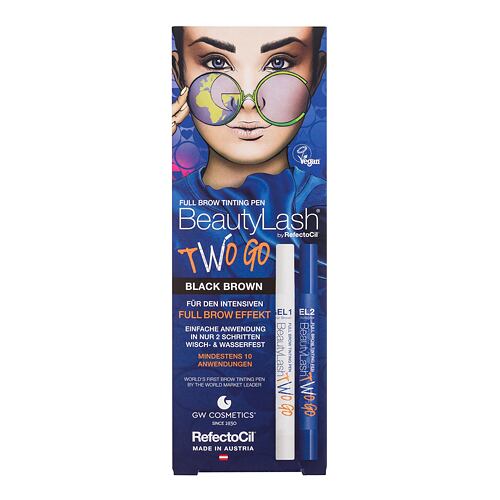 Barva na obočí RefectoCil BeautyLash Two Go Tinting Pen 1 balení Black Brown poškozená krabička