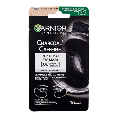 Maska na oči Garnier Skin Naturals Charcoal Caffeine Depuffing Eye Mask 5 g