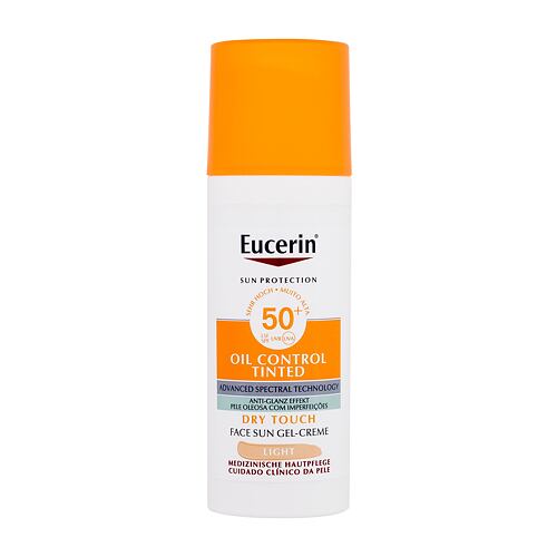 Opalovací přípravek na obličej Eucerin Sun Oil Control Tinted Dry Touch Sun Gel-Cream SPF50+ 50 ml Light