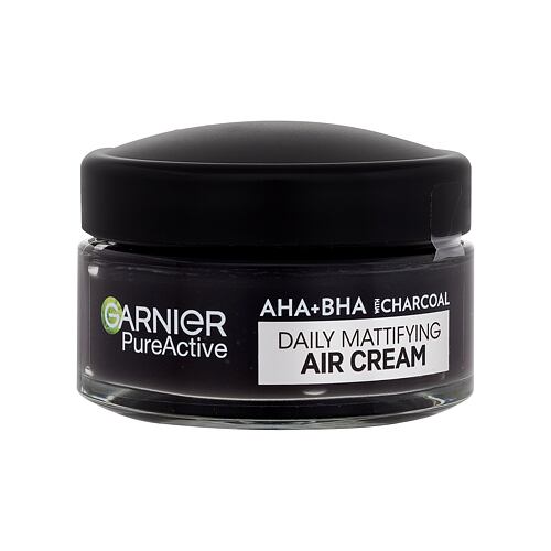 Denní pleťový krém Garnier Pure Active AHA + BHA Charcoal Daily Mattifying Air Cream 50 ml poškozená krabička