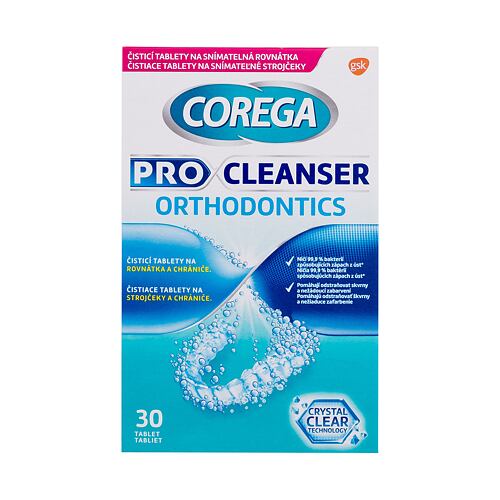 Čisticí tablety a roztoky Corega Pro Cleanser Orthodontic Tabs 30 ks poškozená krabička