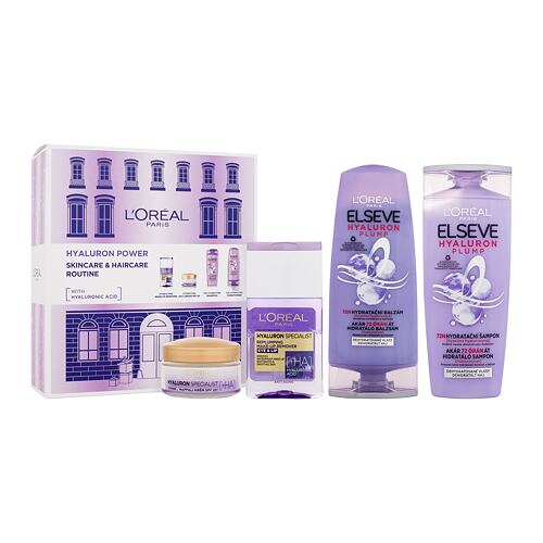 Denní pleťový krém L'Oréal Paris Hyaluron Power Skincare & Haircare Routine 50 ml poškozená krabička Kazeta