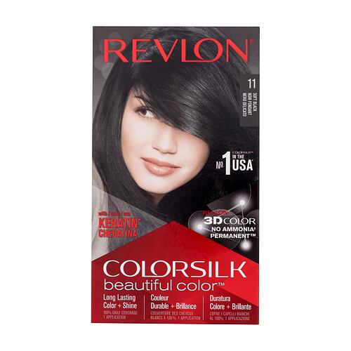 Barva na vlasy Revlon Colorsilk Beautiful Color 59,1 ml 11 Soft Black poškozená krabička