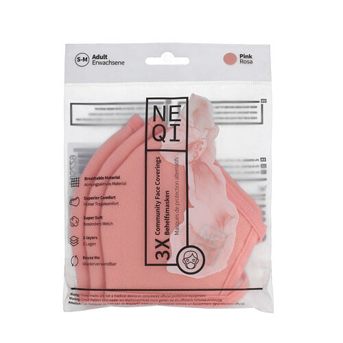 Rouška a respirátor NEQI Adult Community Face Coverings S-M Pink 3 ks