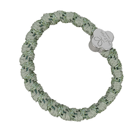 Gumička na vlasy By Eloise London Woven Silver Quatrefoil Pistachio 1 ks Pistachio