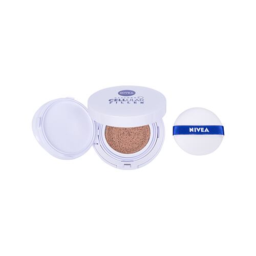 Make-up Nivea Hyaluron Cellular Filler 3in1 Care Cushion SPF15 15 g 03 Dark poškozená krabička