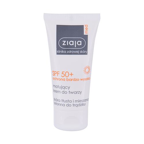 Opalovací přípravek na obličej Ziaja Med Protective Matifying SPF50+ 50 ml poškozená krabička